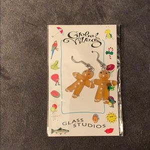 Cute glass Christmas gingerbread men earrings.